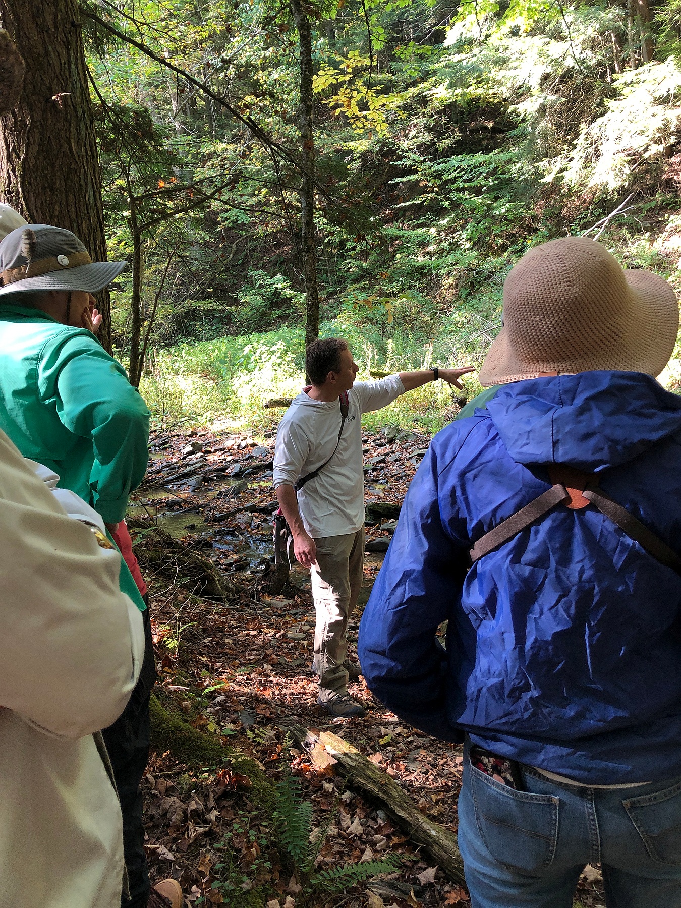 David Barclay explaining a feature of Hoxie Gorge