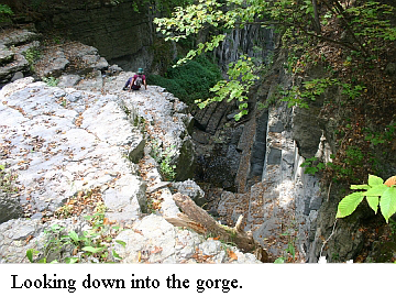 looking down into gorge